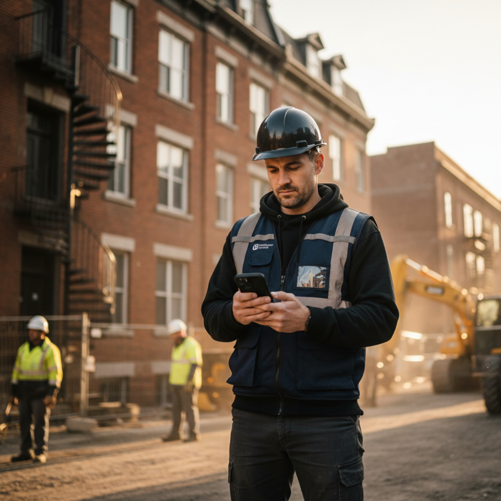 Quebec contractor using the Frontline Agency mobile app to capture missed calls.